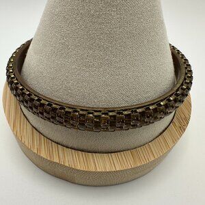 Vintage large size mesh bronze-tone bangle bracelet